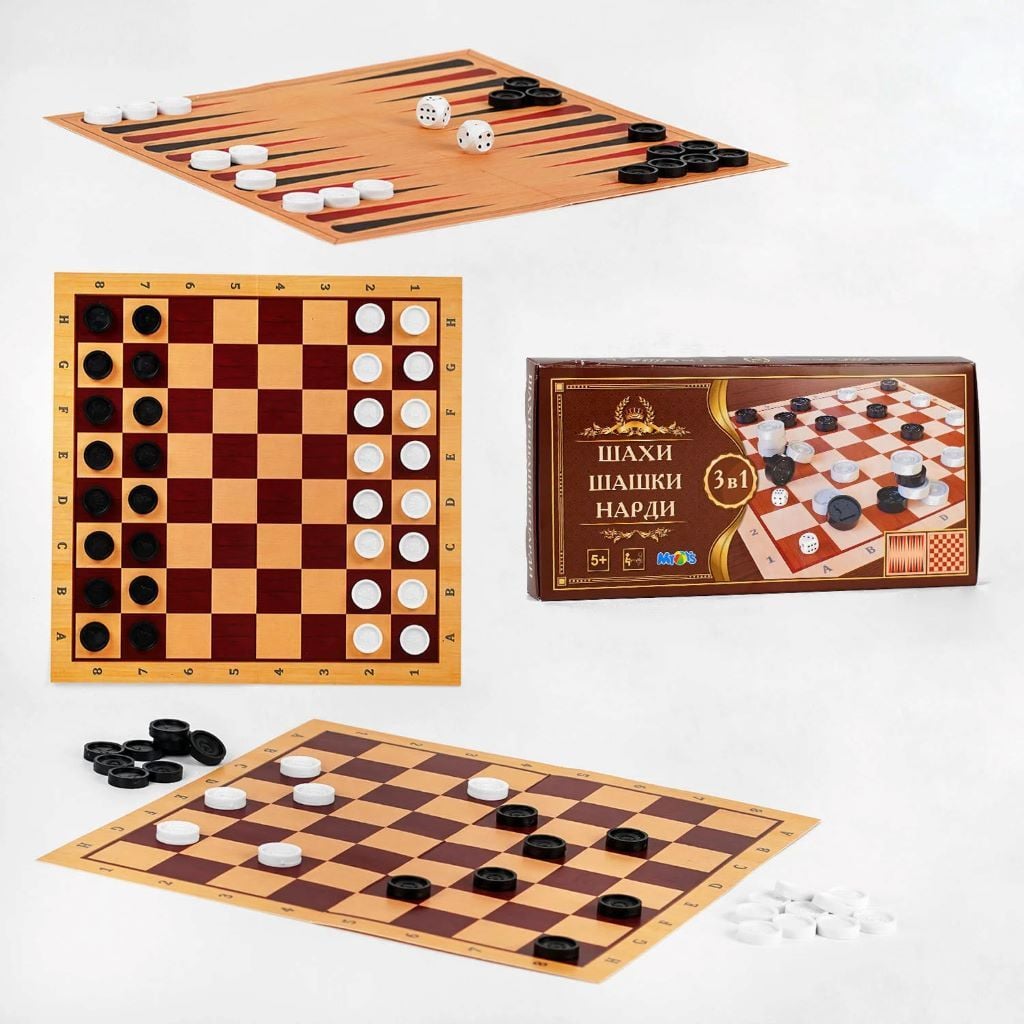 Настільная игра 3 в1 шахи  шашки нарди в коробці 30*16*3см S0003 m toys