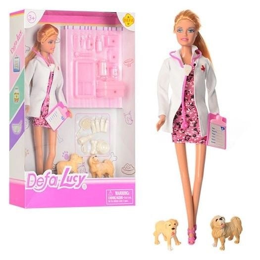 Лялька типу барбі лікар ветеринар собачки у коробці 8346А defa lucy