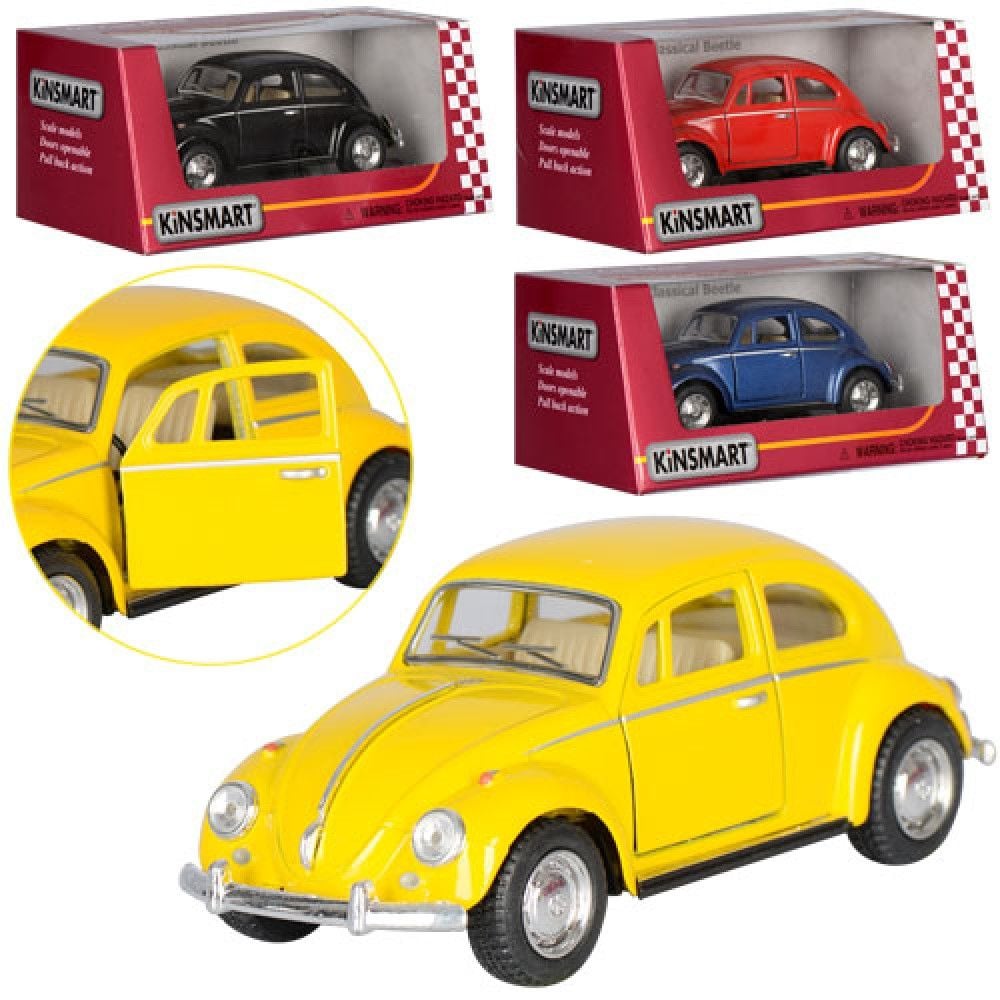 Машина метал 1967 VOLKSVAGEN CLASSICAL BEETLE інерція двері відчин гум колеса в коробці 16*8*7см KT5057W kinsmart