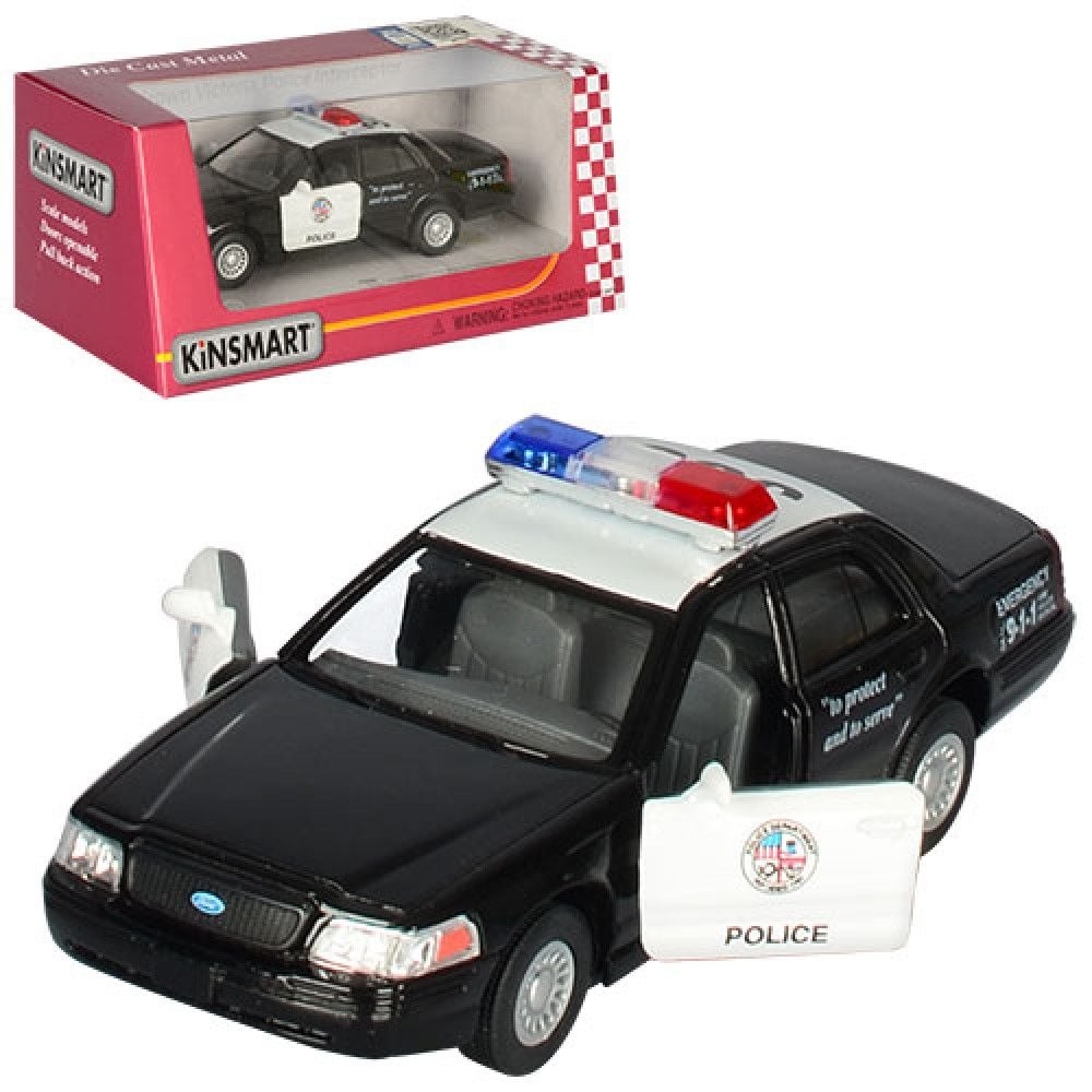 Машина металева Ford Crown Victoria Police інерція двері відчин гум колеса в коробці 16*8*7см KT5327W kinsmart