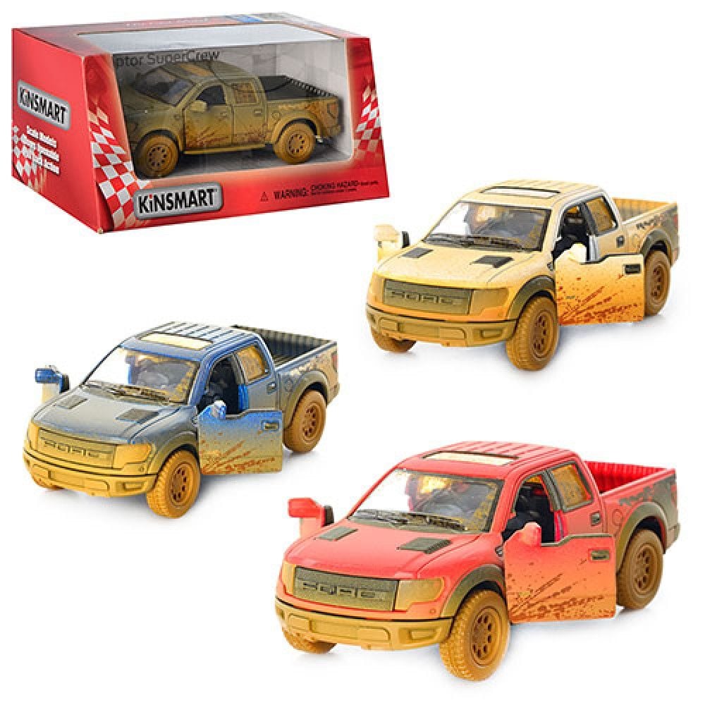 Машина метал 2013 Ford F-150 Raptor SuperCrew 1:46 відкрив двері гум колеса інерція коробка 16*8*7см KT5365WY kinsmart