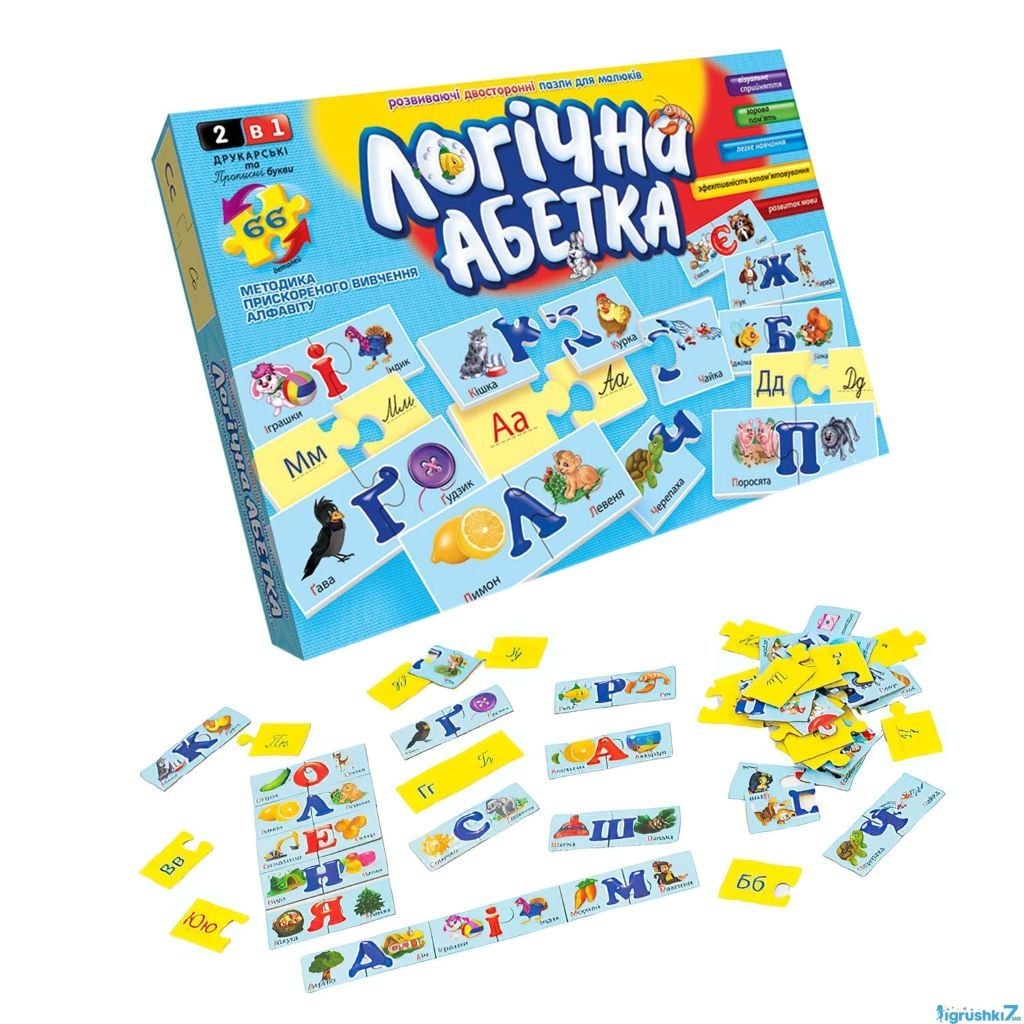 Логічна Абетка 2в1,двосторонні пазли для малюка в коробці DT66ASP-U Danko toys