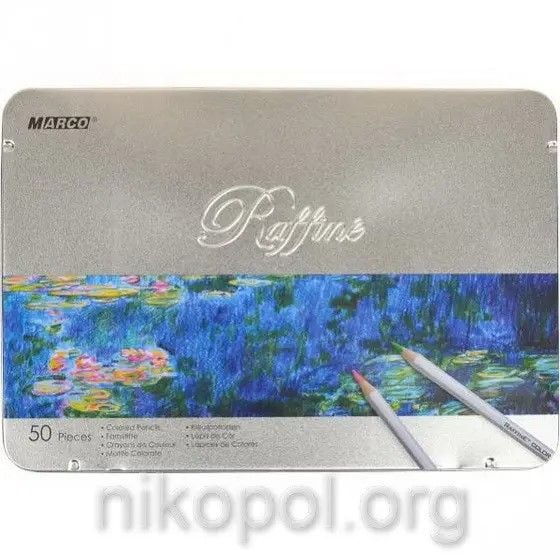 Олівці кольорові 50шт  шестигр Raffine у мет коробці 28*20см 7100-50TN Marco