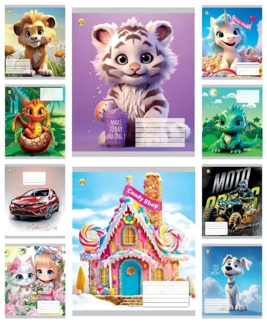 Зошит 12арк лінія тверда обкл з малюнком мікс видів ТВ-107 Бріск