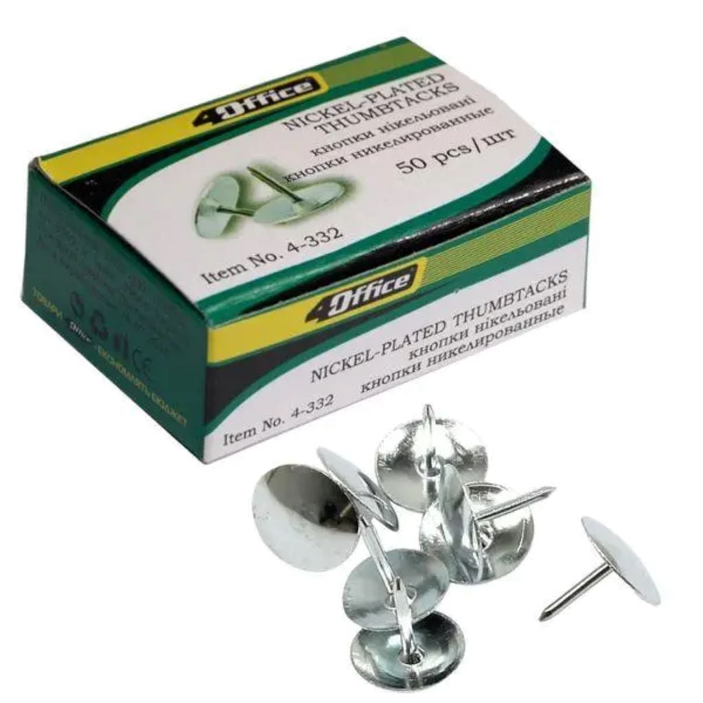 Кнопки-цвях нікелірованні 50шт у коробці 4-332 Office