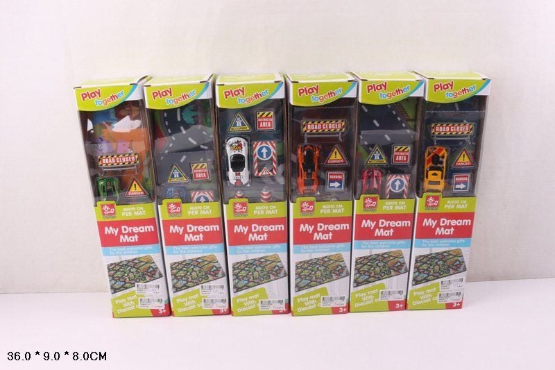 Коврик игровой 6видов  маш. дорожные знаки в коробке 6*9*8см SQ80671-F Китай