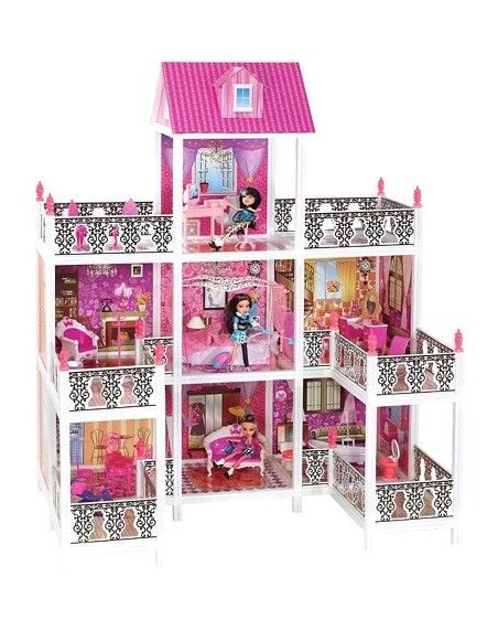 Будиночок для барбі 128ел 3 поверхи меблі аксесуари ляльки 3шт в коробці 70*40*10см 66889 Китай