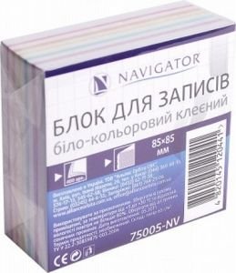 Папір для нотаток біло-кол клеєний 85*85мм блок 400 арк 75005-NV Navigator