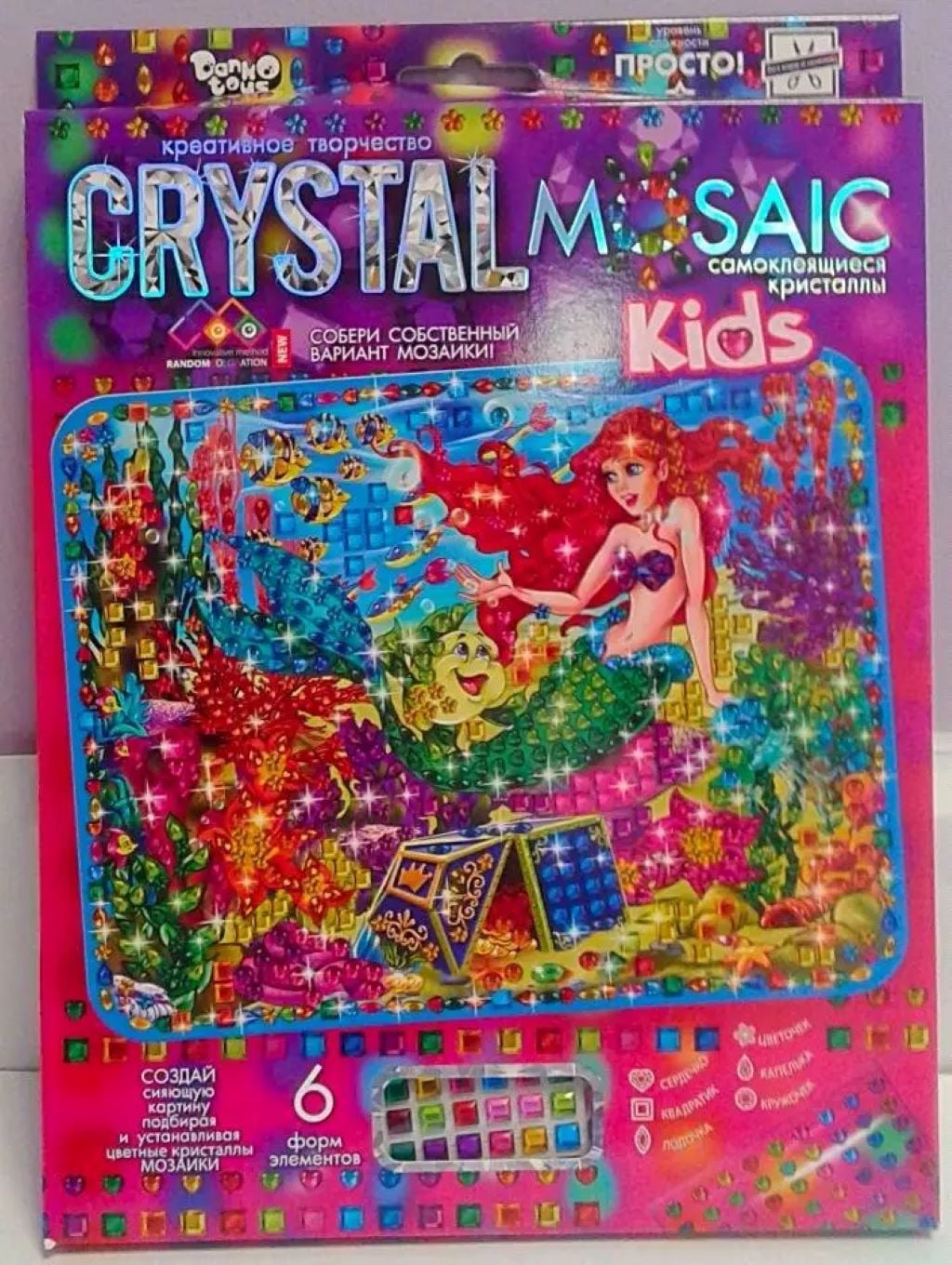Блискуча мозаїка  Crystal Mosaic Kids Русалонька у коробці СRMk-01-05 Danko toys
