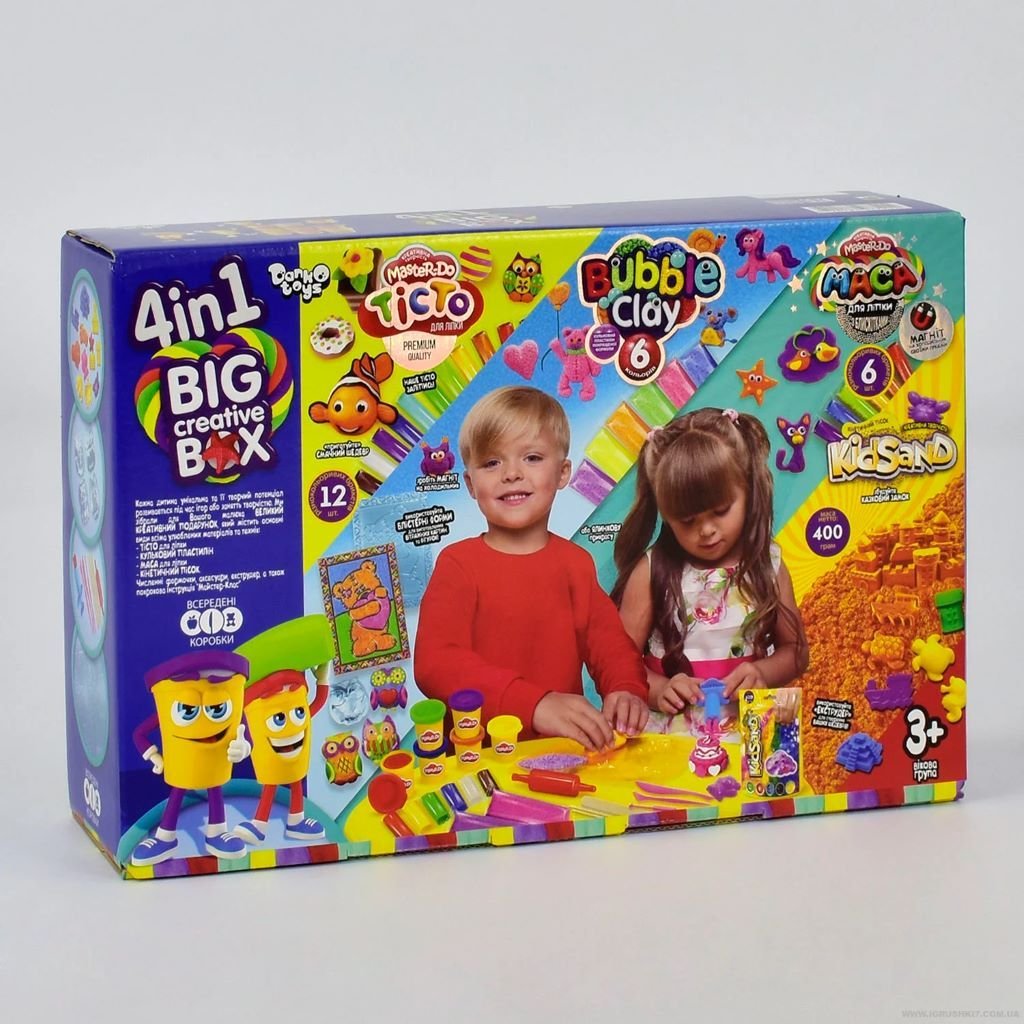 Тісто пластилінове для ліпки Big Creative BOX 4в1 18шт в коробці 34*22*8см BCRB-01-01U Danko toys
