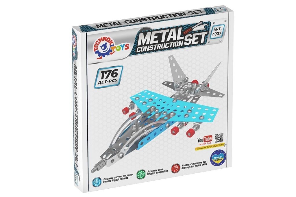 Конструктор металевий 174дет Винищувач в коробці 19*19*3,5см 4937 технок
