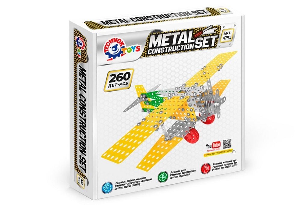 Конструктор металевий 260дет Літак-Біплан в коробці 19*19*3,5см 4791 технок