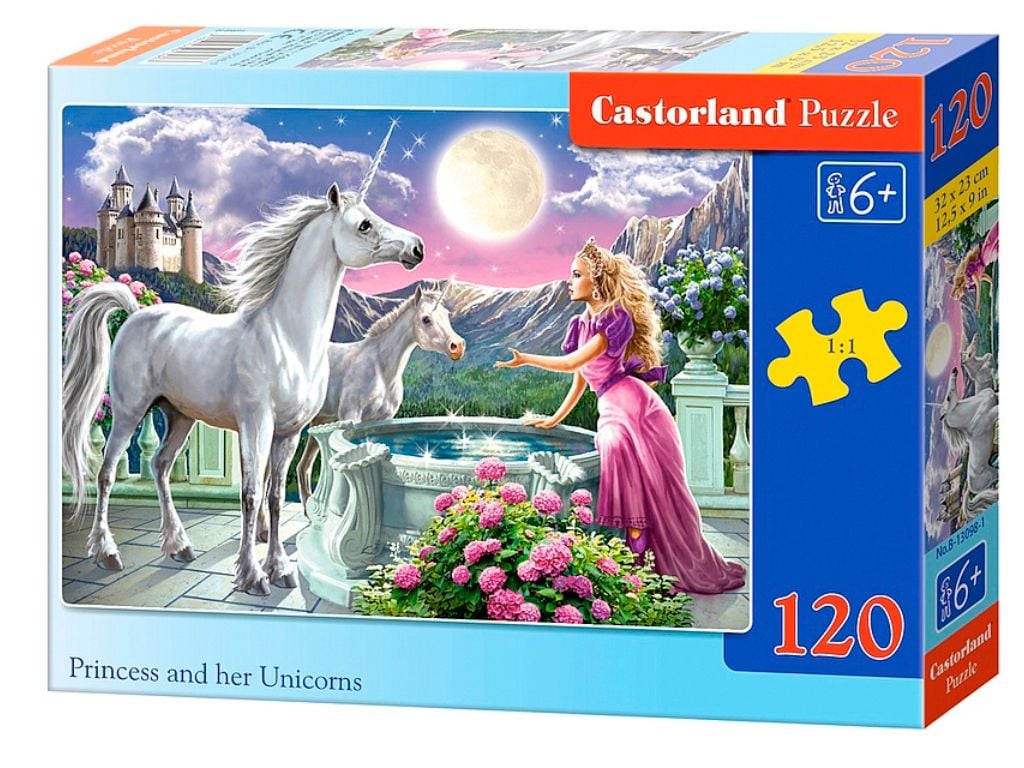 Пазли 120ел Єдинороги з  принцесою midi 32*23см в коробке 18*13*3,5см B-13098 castrolend
