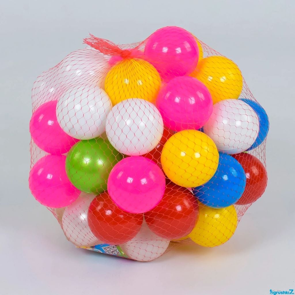 Кульки для сухого басейну 80мм 60шт м'які в сітці 0265 Bamsic