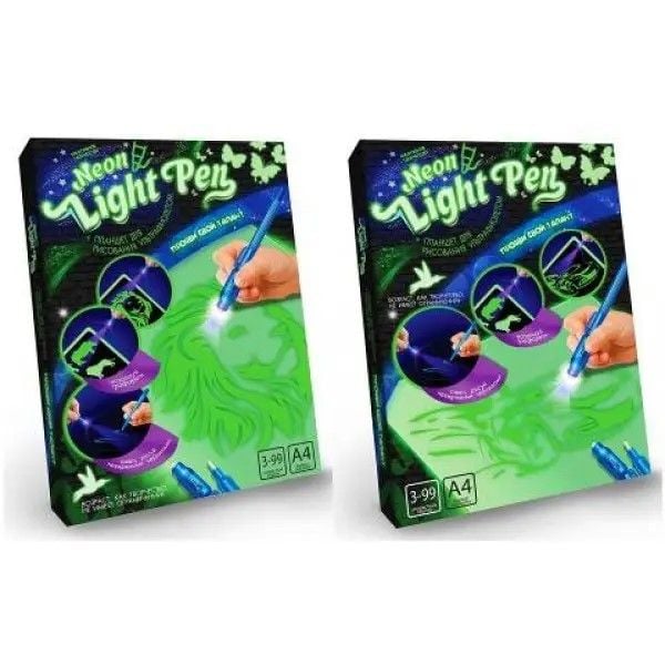 Досточка для малювання світлом трафарет маркер фонарик в коробці 22*30*2см NLP-01-01 danko toys