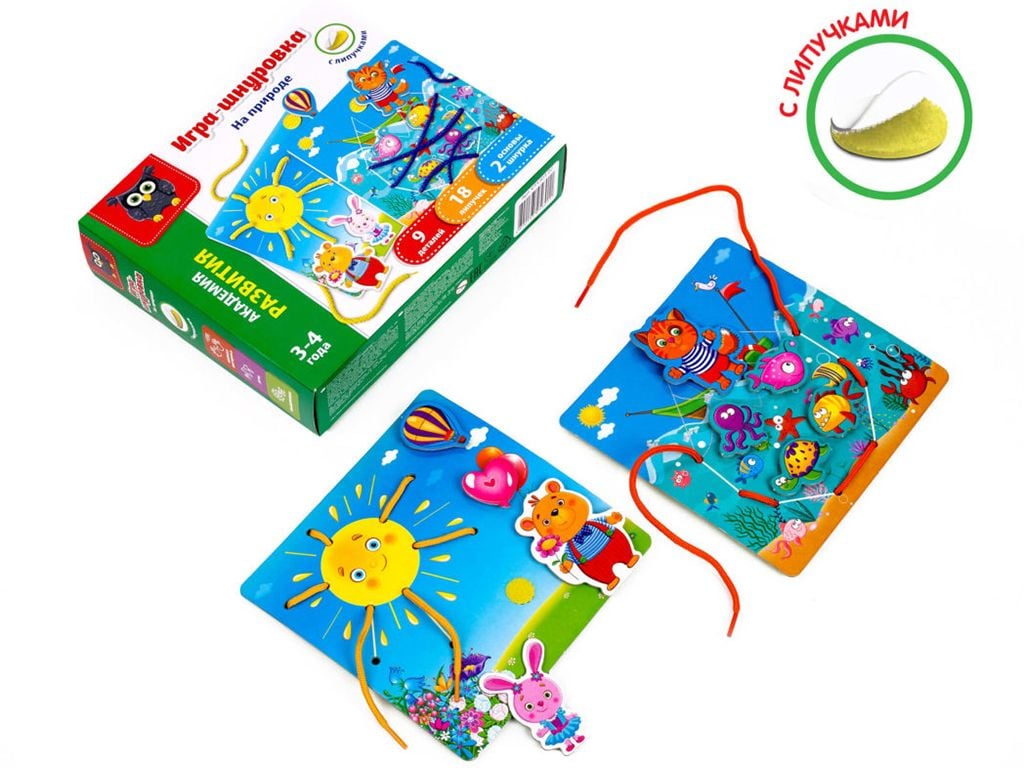 Гра шнурівка з липучками на природі рос в коробці21*18*5см VT5303-02 Vladi Toys