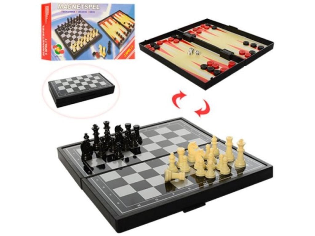 Настільна гра Шахи шашки нарди 3в1 магнітні в коробці 20*10*3,5см 1818 Китай