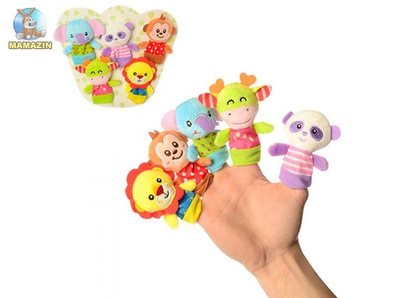 Пальчиковий театр тваринки 5шт на планшеті в пакеті 25*26*1см H168089-5 Китай