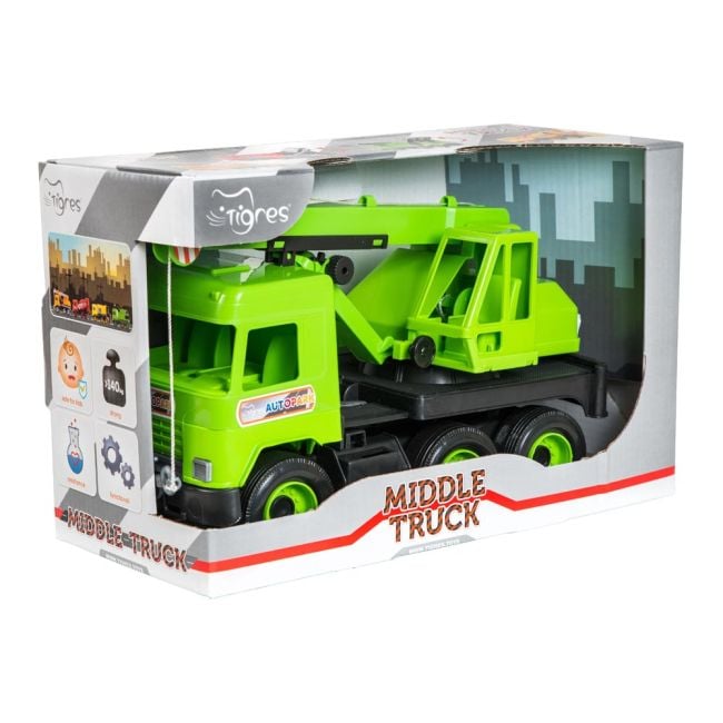 Машина пластик Middle truck кран 40см в коробці 39483 Тігрес