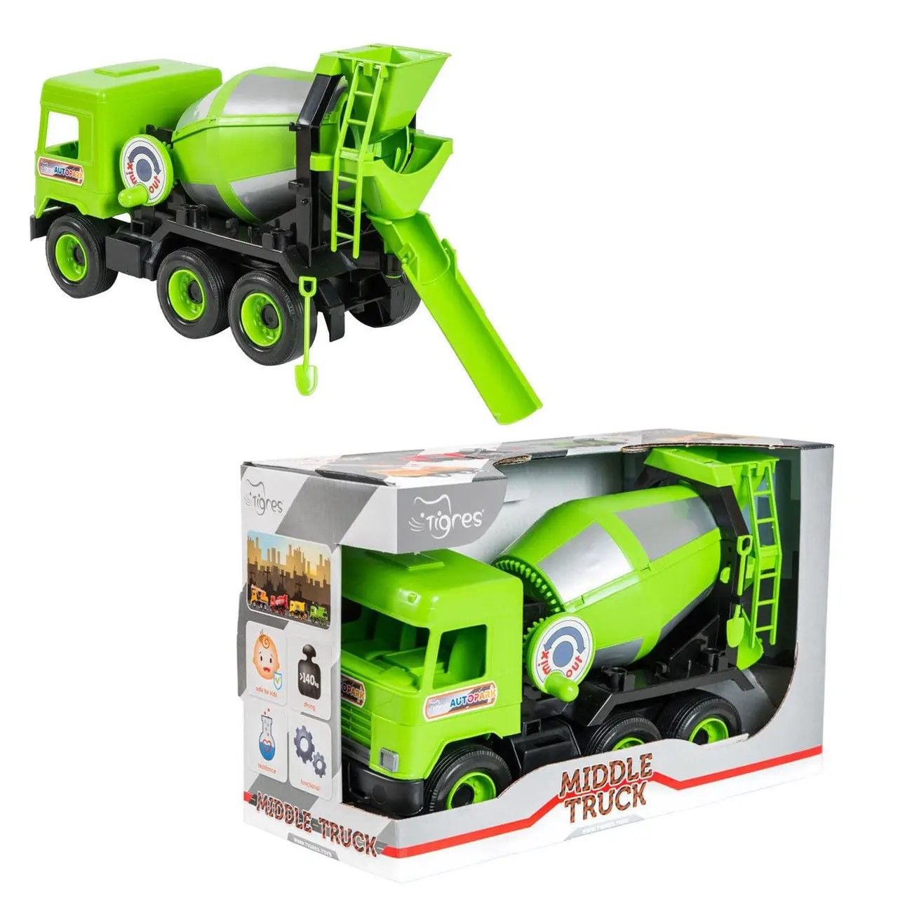 Машина пластик Middle truck бетонозмішувач 40см у коробці 40*16*20 см 39485 wader