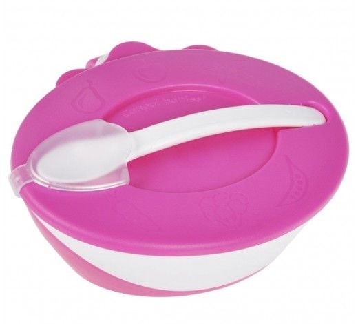 Посуд для малюка тарілка з кришкою і ложка пластикова у коробці 18*18*10см 31/406_pin canpol