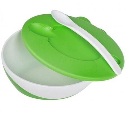 Посуд для малюка контейнер тарілка ложка зелений пластик у коробці 31/406_gre canpol