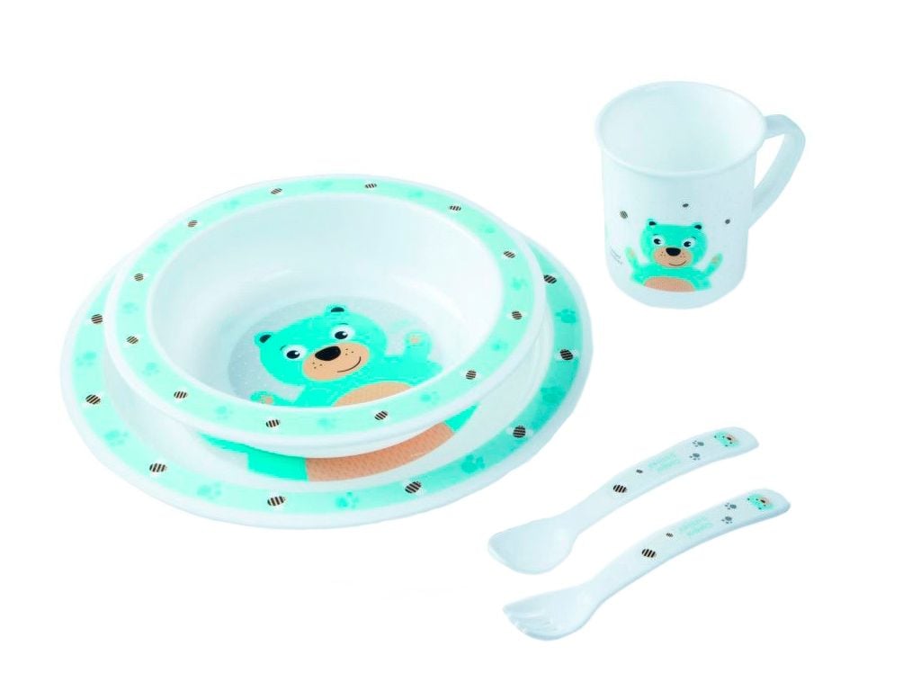 Посуд для малюка пластик столовий Cute Aninals Ведмедик коробка 4/401_tur canpol