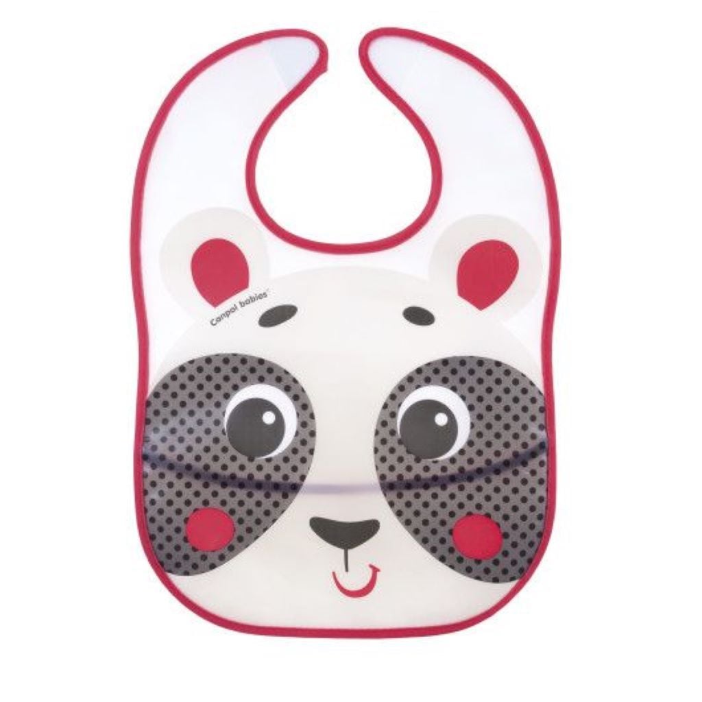 Слинявчик пластмасовий з кишенькою Hello Little  у пакеті сірий 9/232_bei canpol 6-18мр