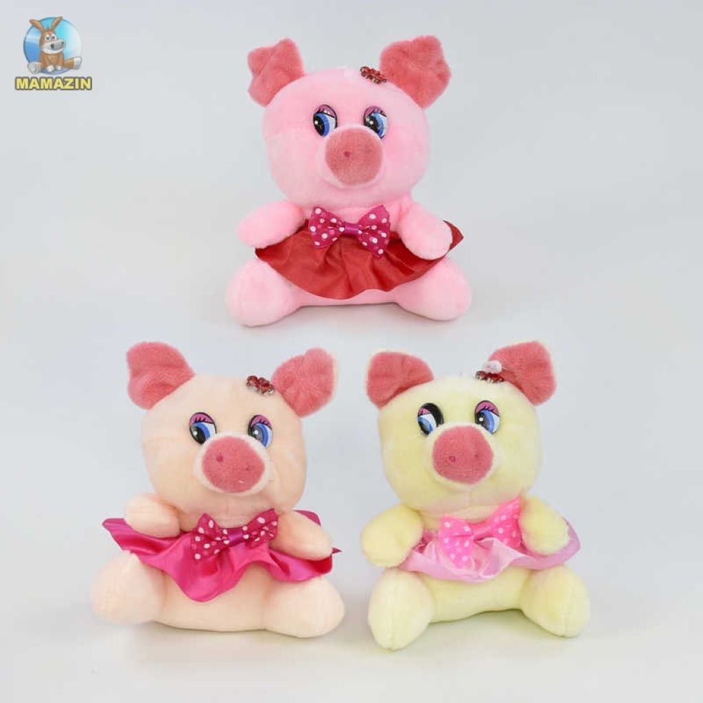 Брелок м'яка іграшка Свинка12см у сукні з бантиком і квіточкою C31174 Китай
