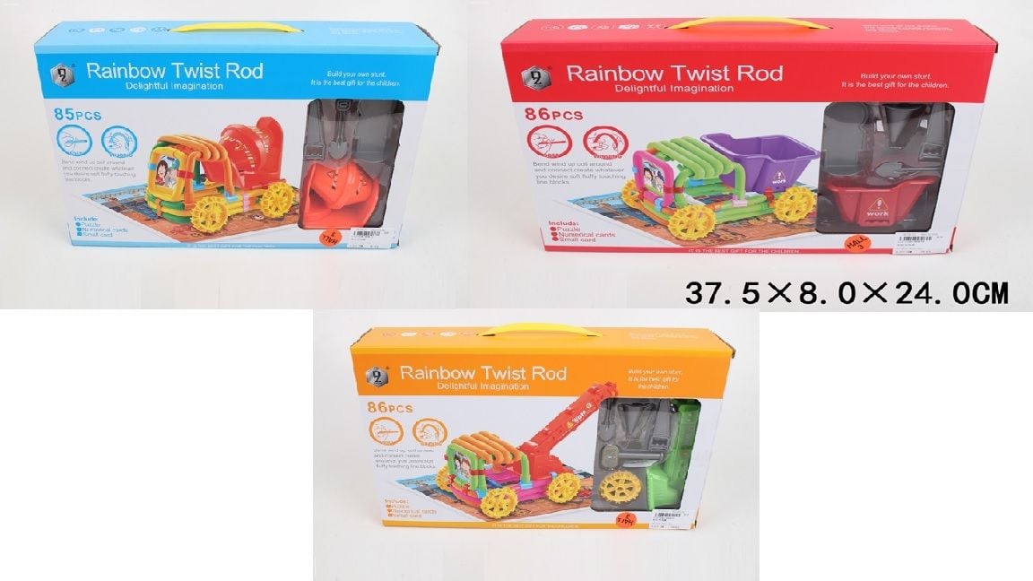 Конструктор із гнучкими деталями  в коробці 37*24*8см HD833/34/35 Китай