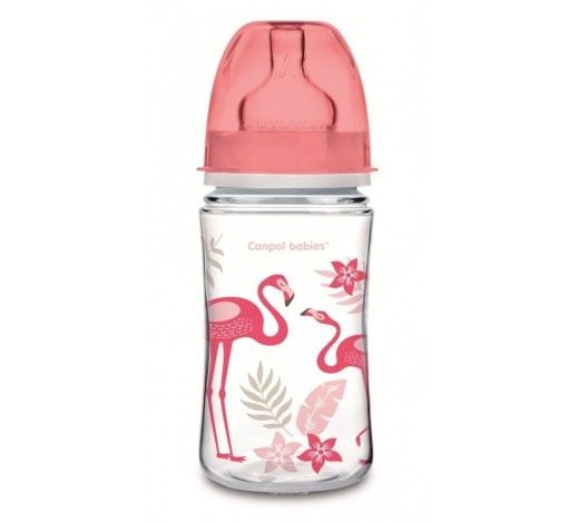 Пляшечка з широким отвором 240мл антіколікова коралова 35/227_cor canpol