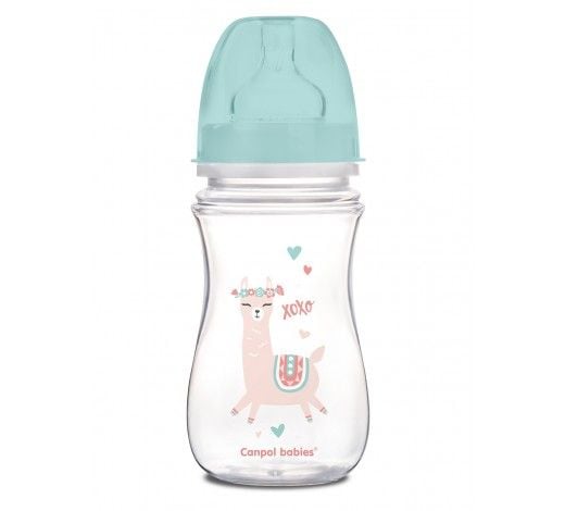 Пляшечка з широким отвором антиколікова 240мл рожева лама 35/221_gre canpol