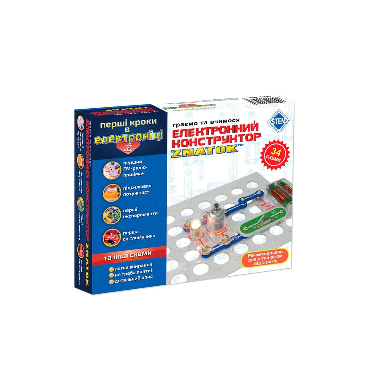 Конструктор електронний 34 схеми Знаток у коробці REW-K062 Знаток