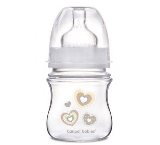 Пляшка з широким отвором антіколікова 120мл бежеві серця 35/216_bei canpol