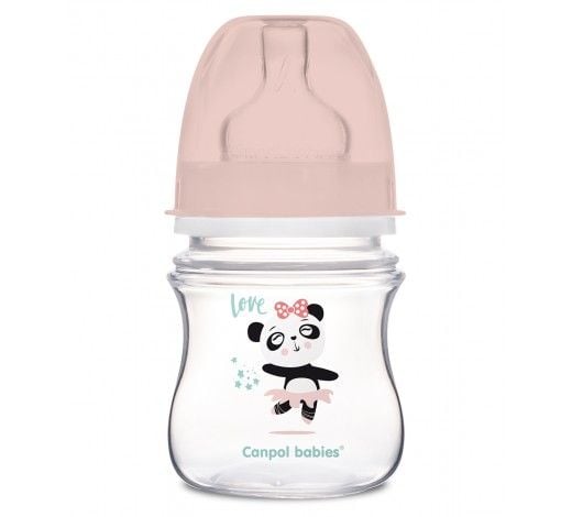 Пляшка антіколікова з широким отвором 120мл  рожева панда 35/220_pin Canpol