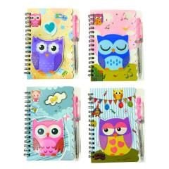 Блокнот А6 з ручкою  на спіралі  Совушка в пакеті 72K-13 україна