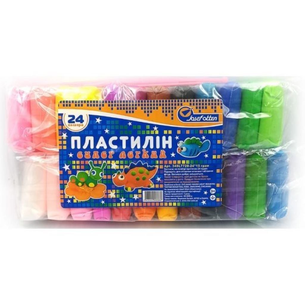Пластилин 24 кольорb 12гр стіки супер легкий в пакеті 34SL7712-24-12 Josefotten