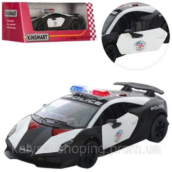 Машина металева lamborghini Sesto Elemento Police в коробці 16*8*7см KT5359WP kinsmart