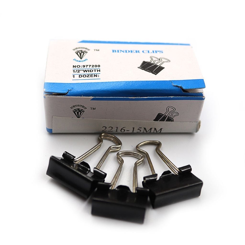 Біндер 15мм чорний металевий 1шт у коробці 11973-15 Josefotten