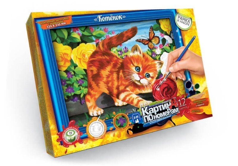Картина по номерах Кошеня фарби пензлі в коробці 35*25*3см KN-01-05 danko toys