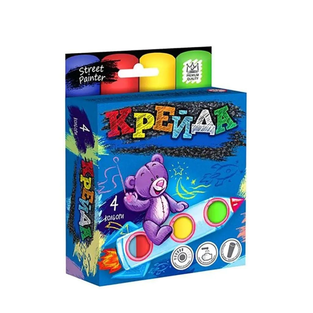 Крейда кольорова кругла 4шт для асфальта у коробці 10*11*2см MEL-01-02 Danko toys