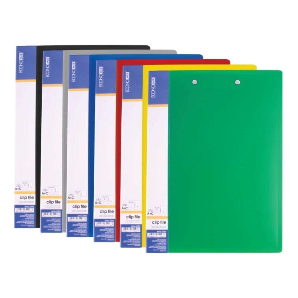 Папка А4 швидкозшивач з притискачем карманом пластик мікс крл 31207-02 Econo mix