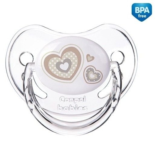 Пустушка силіконова симетрична 0-6 міс бежеві серця 22/580bei canpol