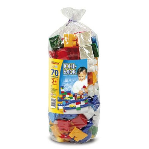 Конструктор Юні-блок 70ел трек крупний  в пакеті 0118 юніка