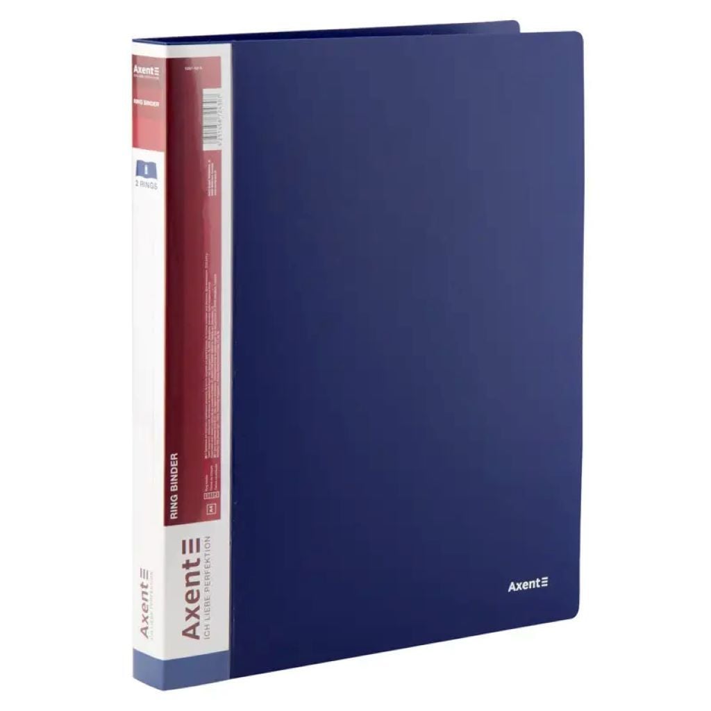 Папка А4 пластик на 2 кільца 25мм синя 1207-02-A Axent