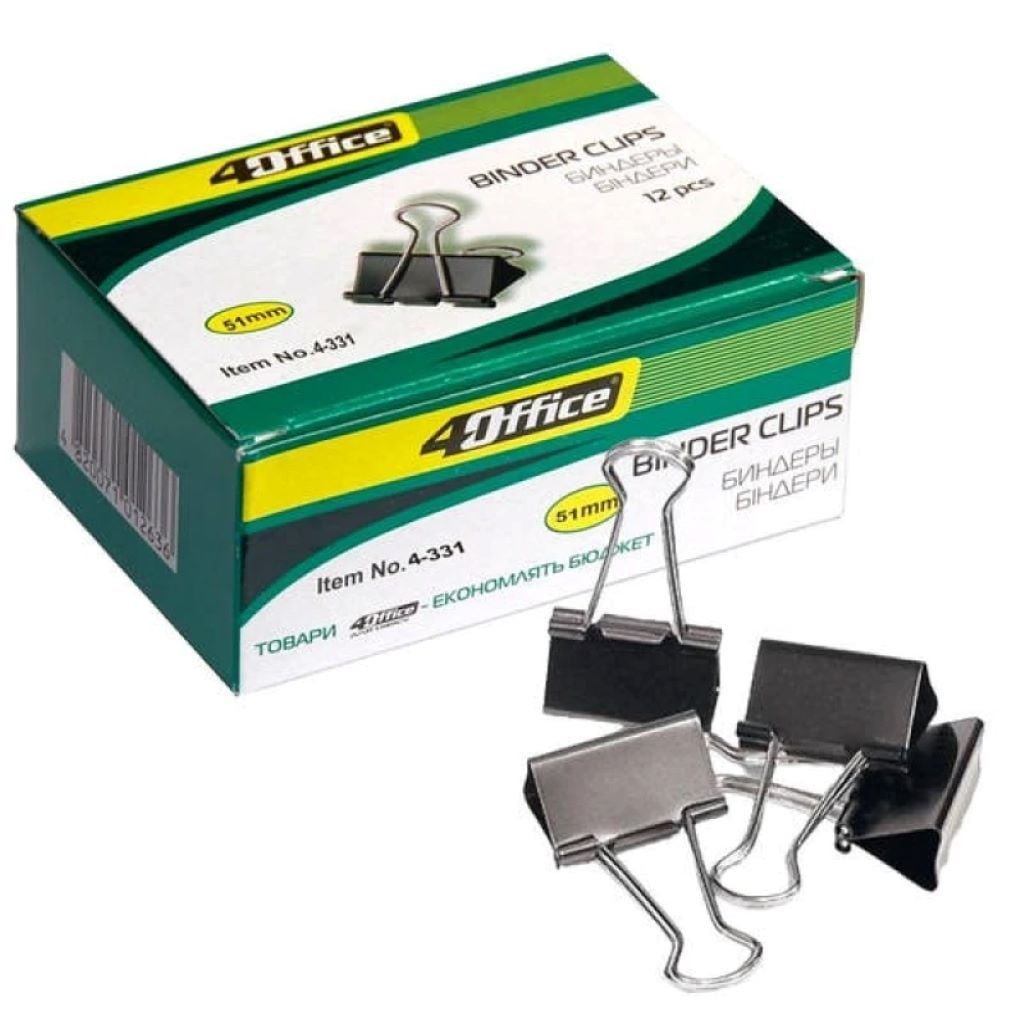 Біндер 51мм чорний металевий 1шт 4-331 Office