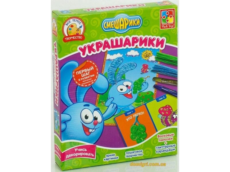 Вчись декорувати разом з Смішариками Крош в коробці 24*20*3см Украшарики рос VT4205-02 Vladi Toys