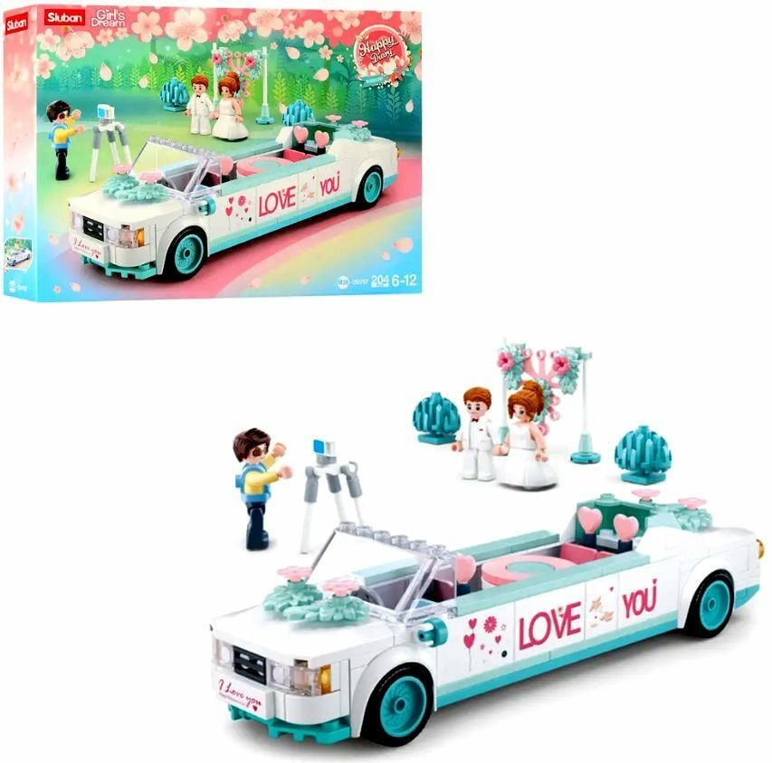 Конструктор типу лего 204дет Весілля на лімузині арка фігурки  коробка 25*35*5см М38-В0767 sluban