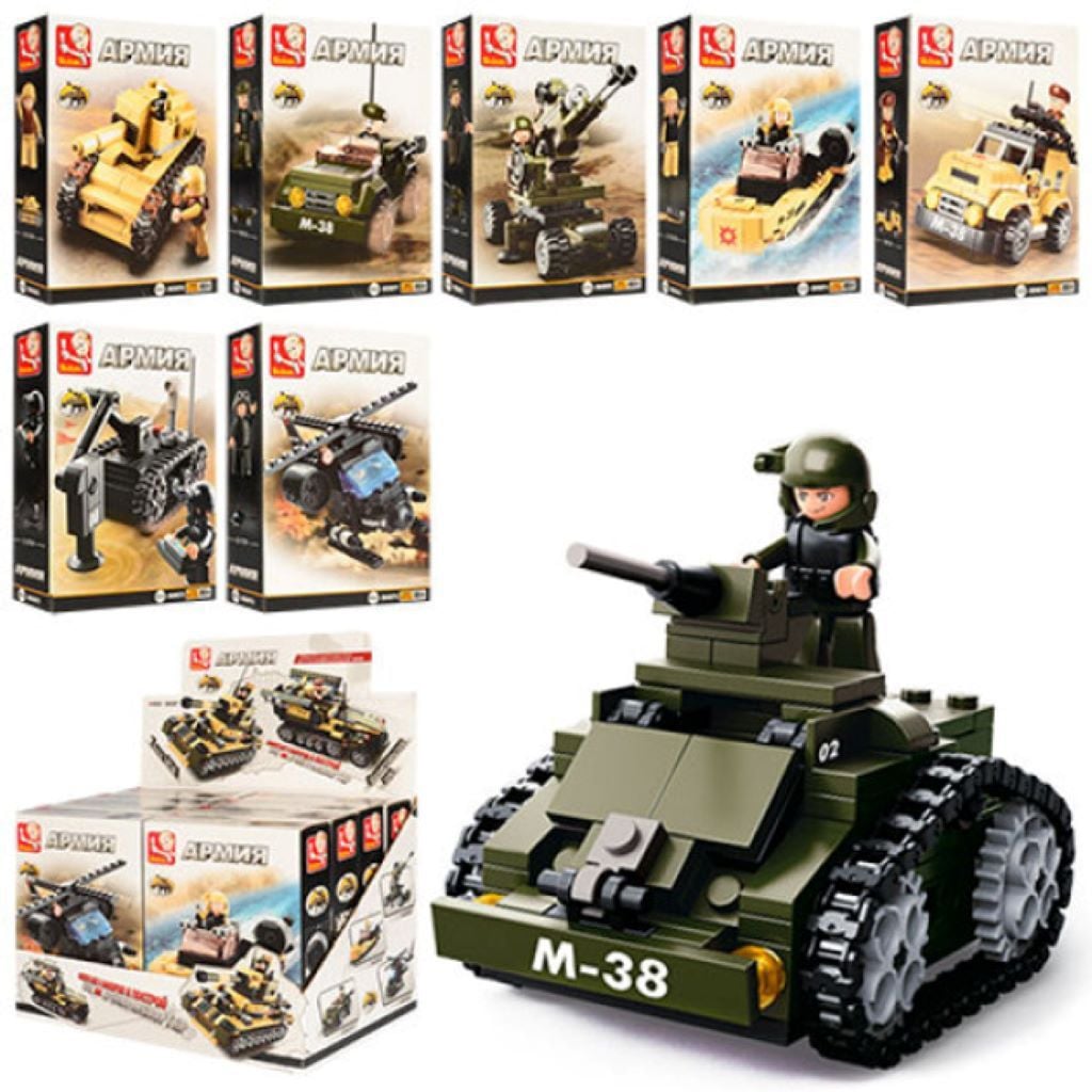 Конструктор типу лего Армія 8в1 73-83дет військова техніка фігурка коробка 20*15*4см M38-B0587 sluban