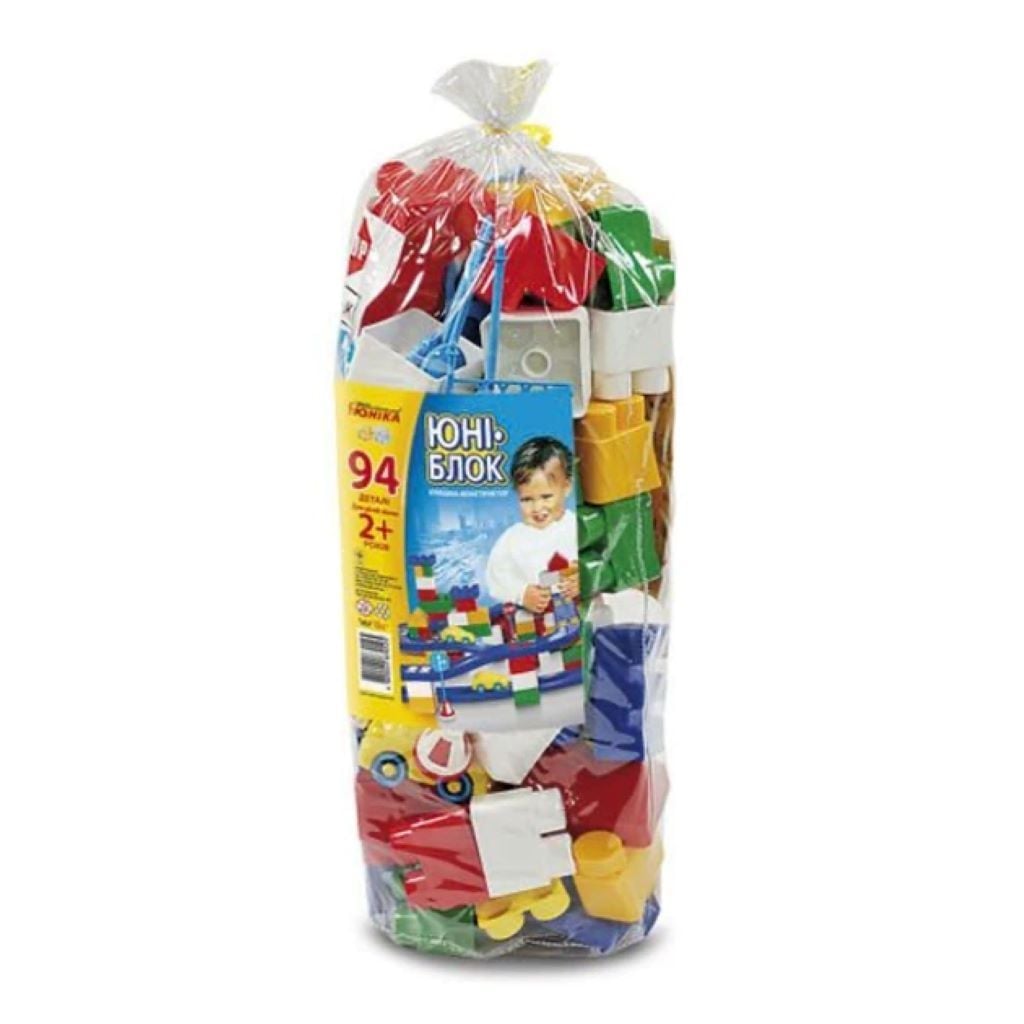 Конструктор Юні-блок 94дет+ трек великі деталі в пакеті 51*16см 0125 Юніка